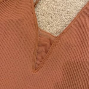 FREE PEOPLE crop ribbed tank with mesh detail